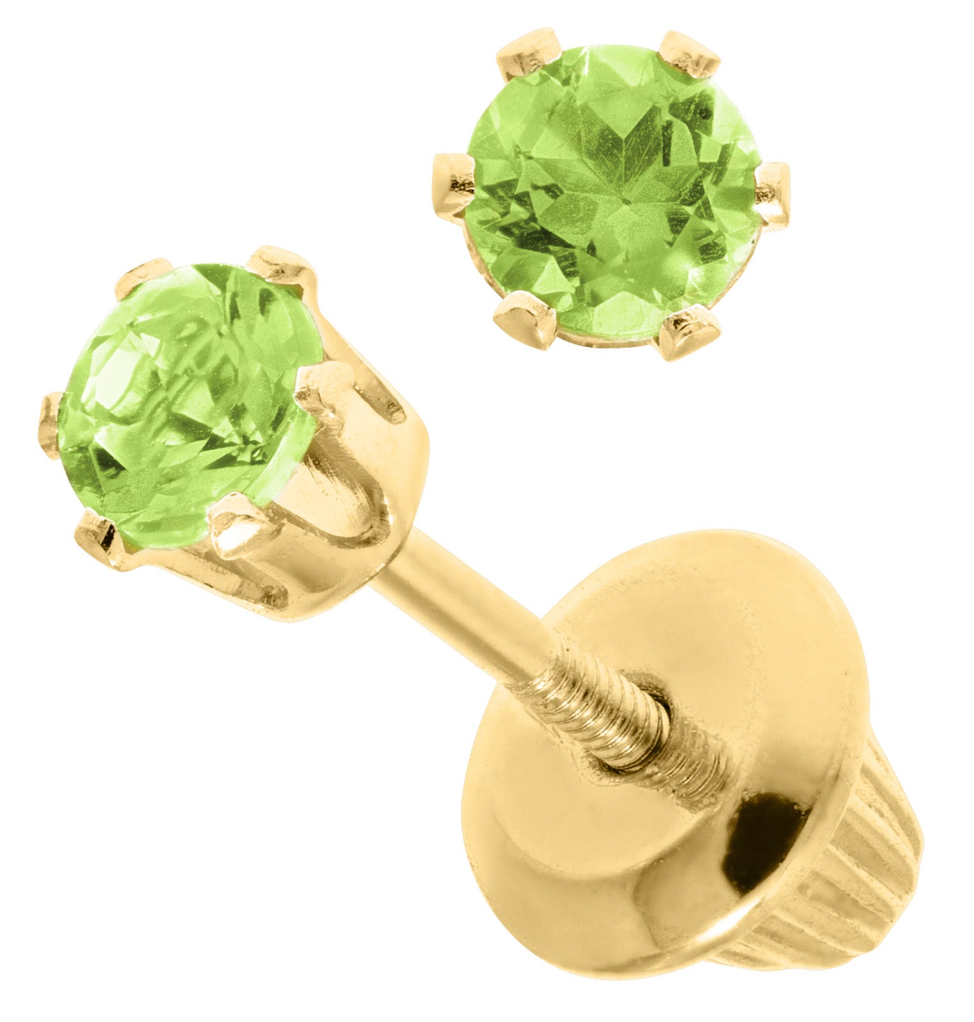 14K Yellow Gold Peridot Children's Earrings