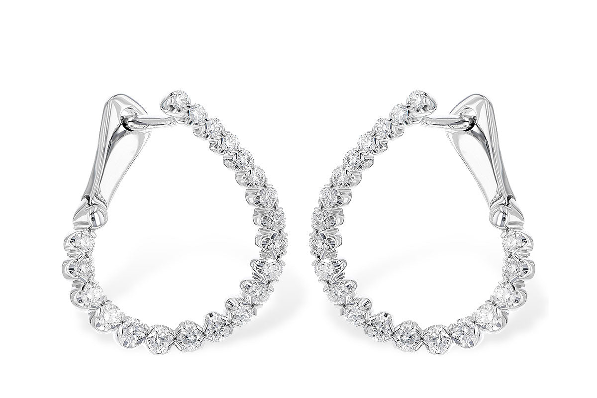 14K White Gold 0.50ctTW Pear Shape Diamond Hoops