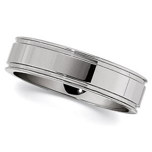 6.3mm Tungsten Polished Grooved Band Size: 8