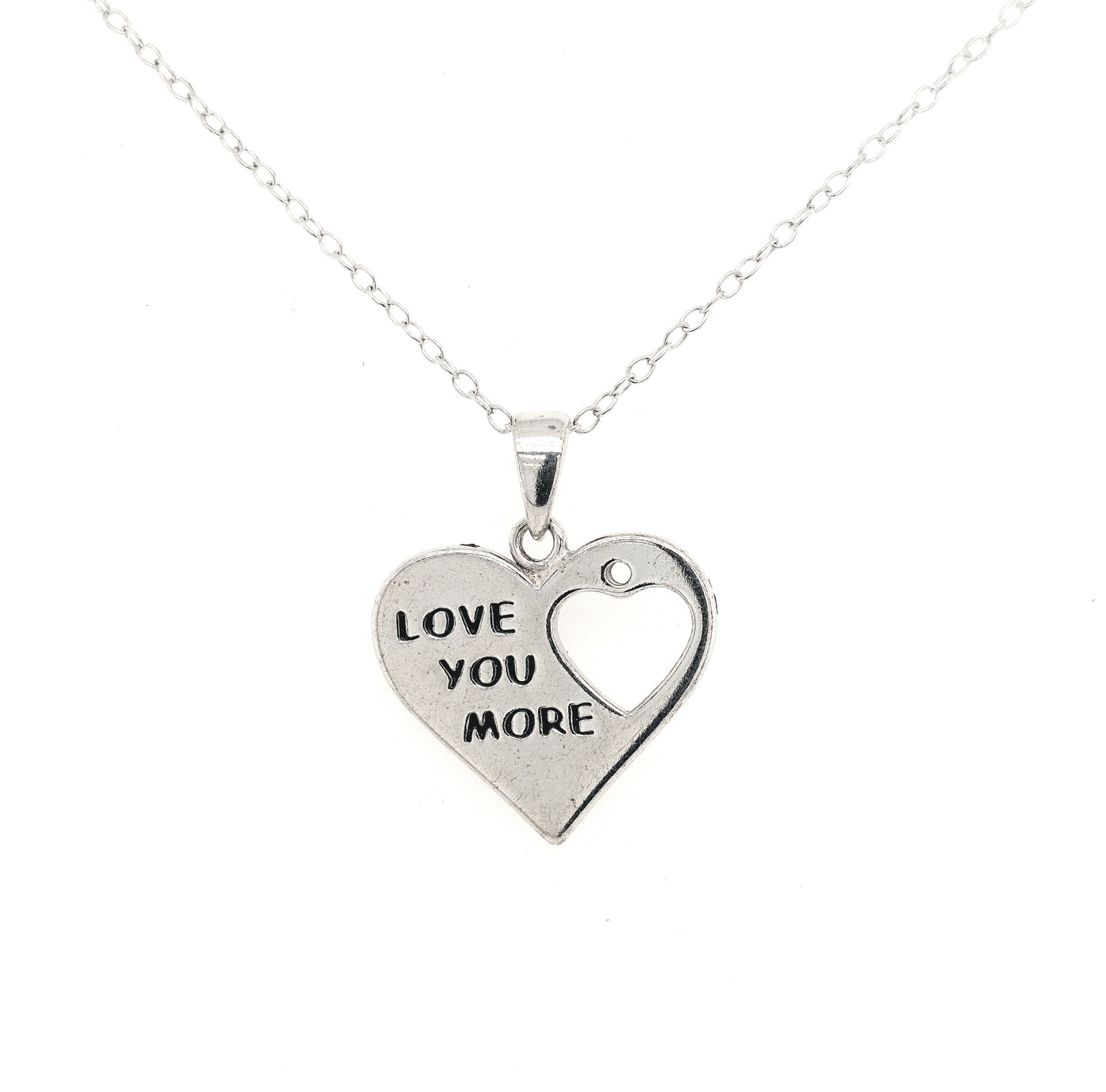 SS "Love You More" Heart Necklace