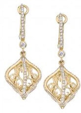 14KY Cage Swirl Diamond Fashion Earring Pair