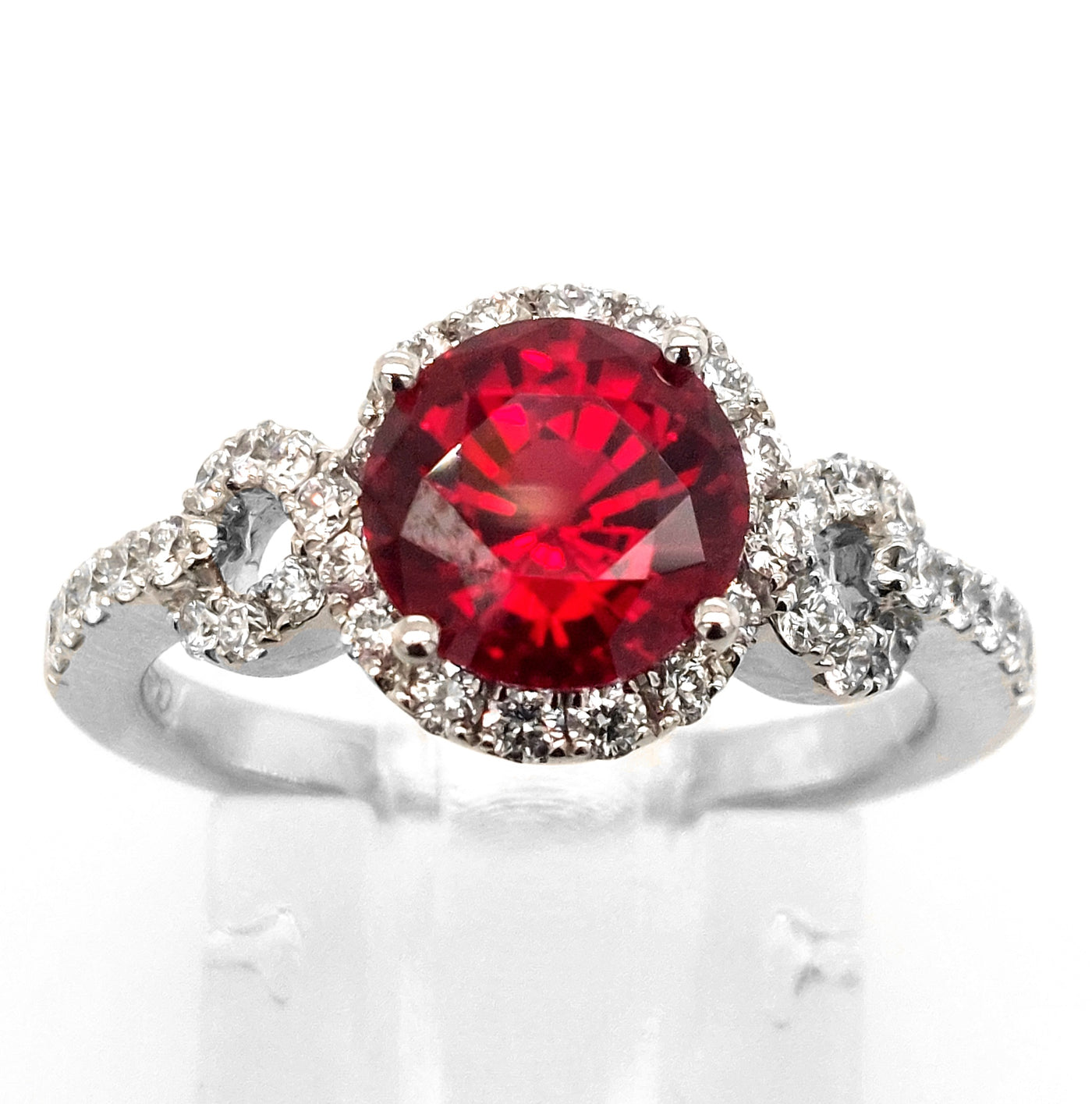 14K White Gold Chatham Ruby Ring