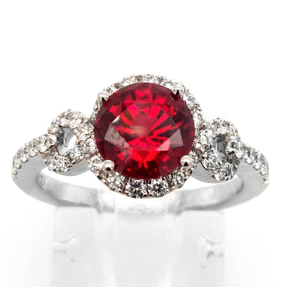 14K White Gold Chatham Ruby Ring