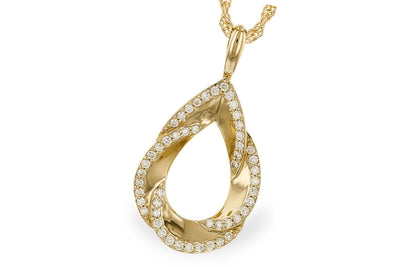 14K Yellow Gold Pear Shape Diamond Swirl Necklace (18 inches)