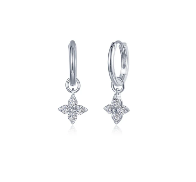 Lafonn Sterling Silver Trillium Huggie Earrings