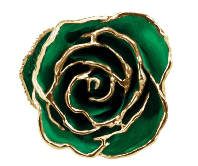Lacquered Emerald Colored Rose with 24K Gold Trim