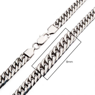 Stainless Steel 8mm Dome Curb Chain Necklace