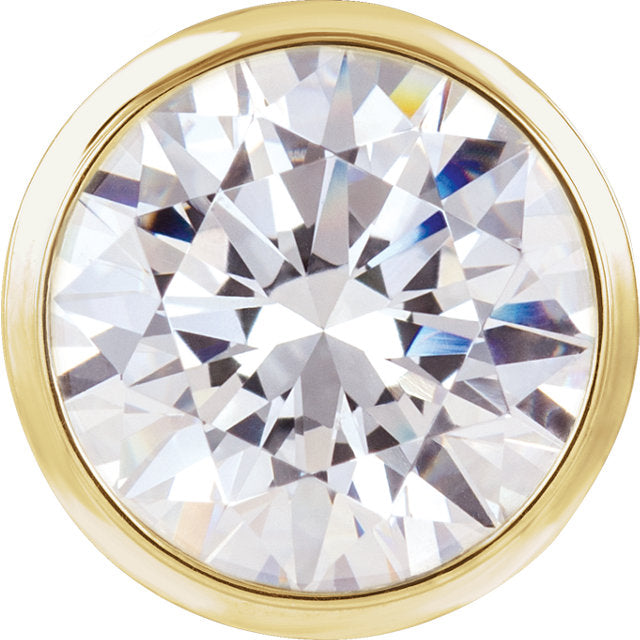 14K Yellow Gold Round Bezel-Set Diamond Pendant 0.36ct