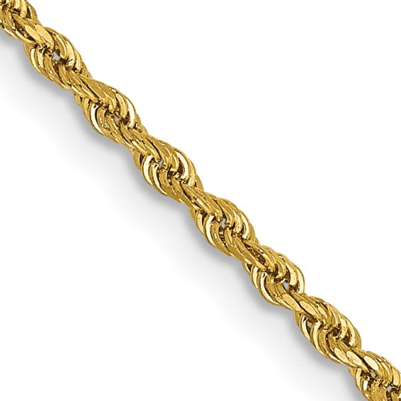 14K Yellow Gold 1.5mm Diamond-cut Rope Chain 18in