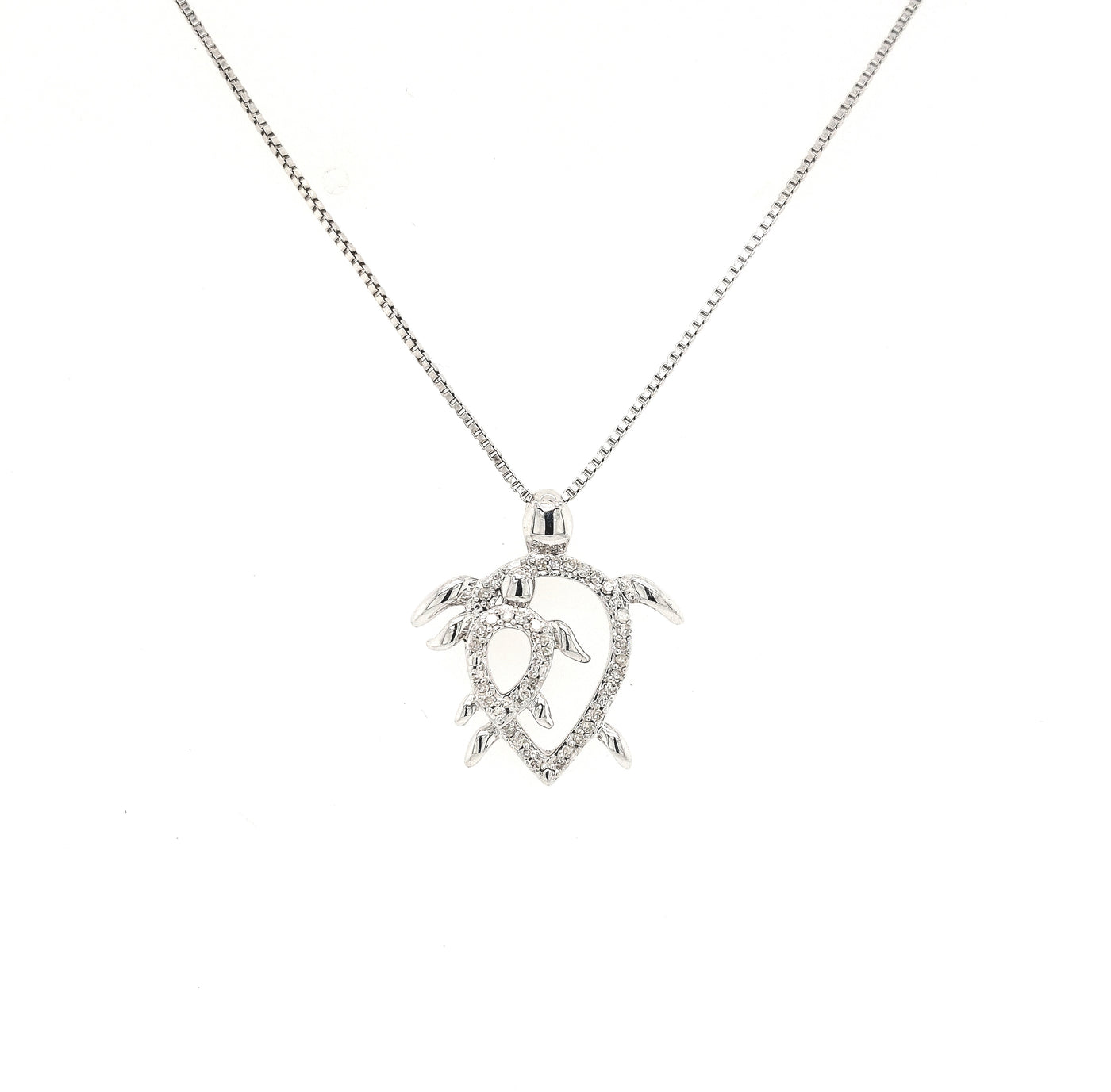 SS Mom & Baby Turtle Diamond Pendant