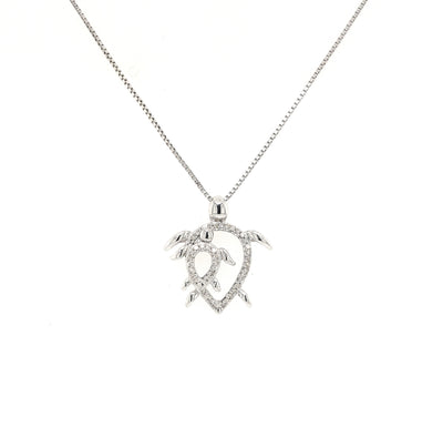 SS Mom & Baby Turtle Diamond Pendant