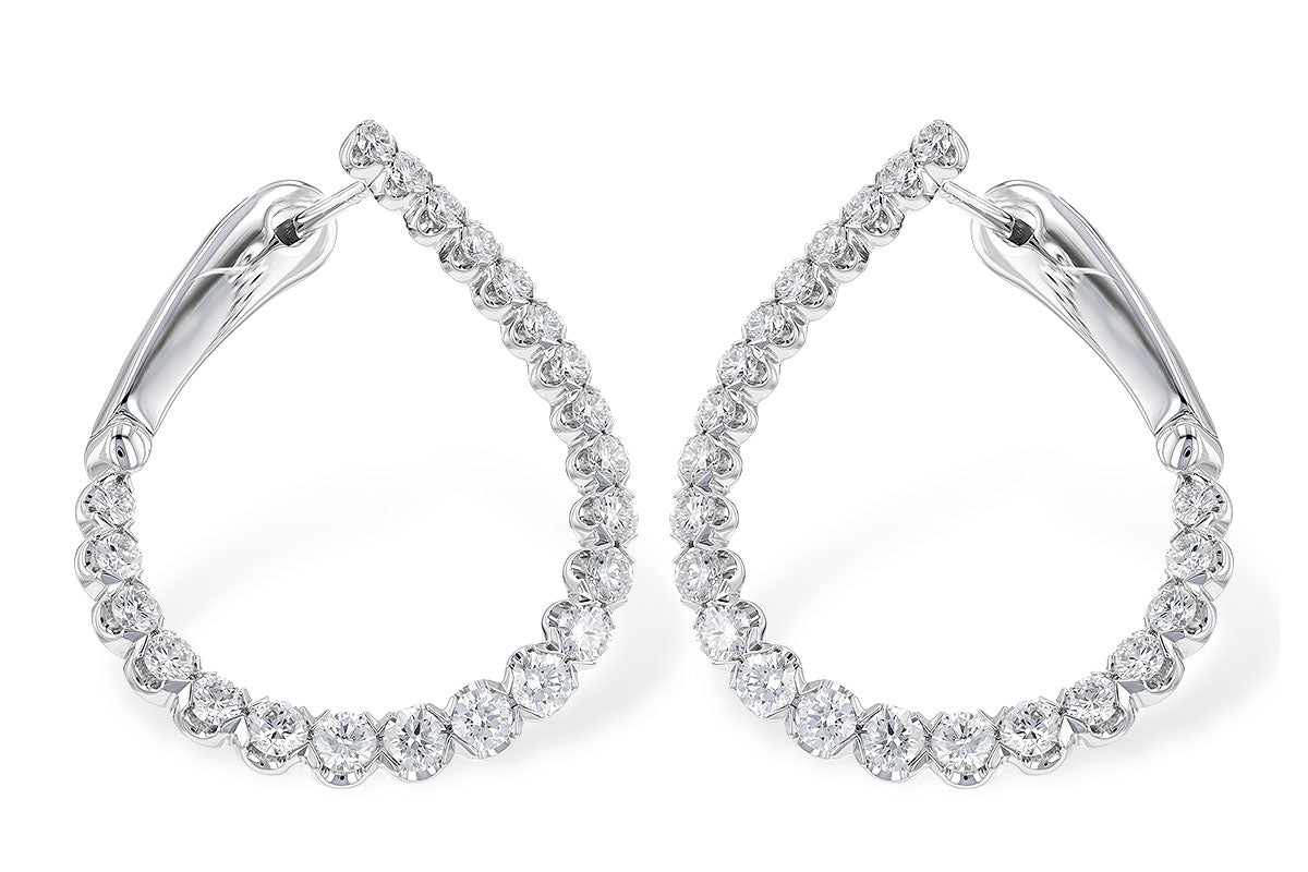 14K White-gold Diamond Hoop Earrings