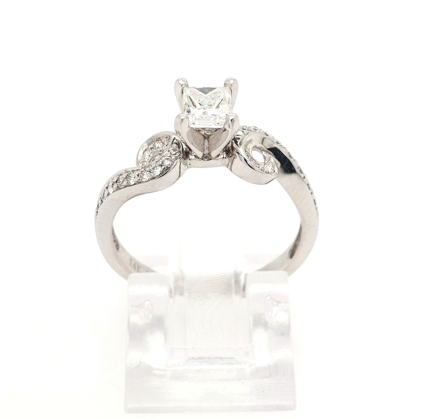 14K White Gold .49ct Princess Cut Diamond Engagement Ring