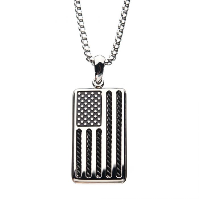 Men's American Flag Stainless Steel Necklace