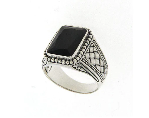 SS Emerald cut Black Onyx "ESSex Ring"