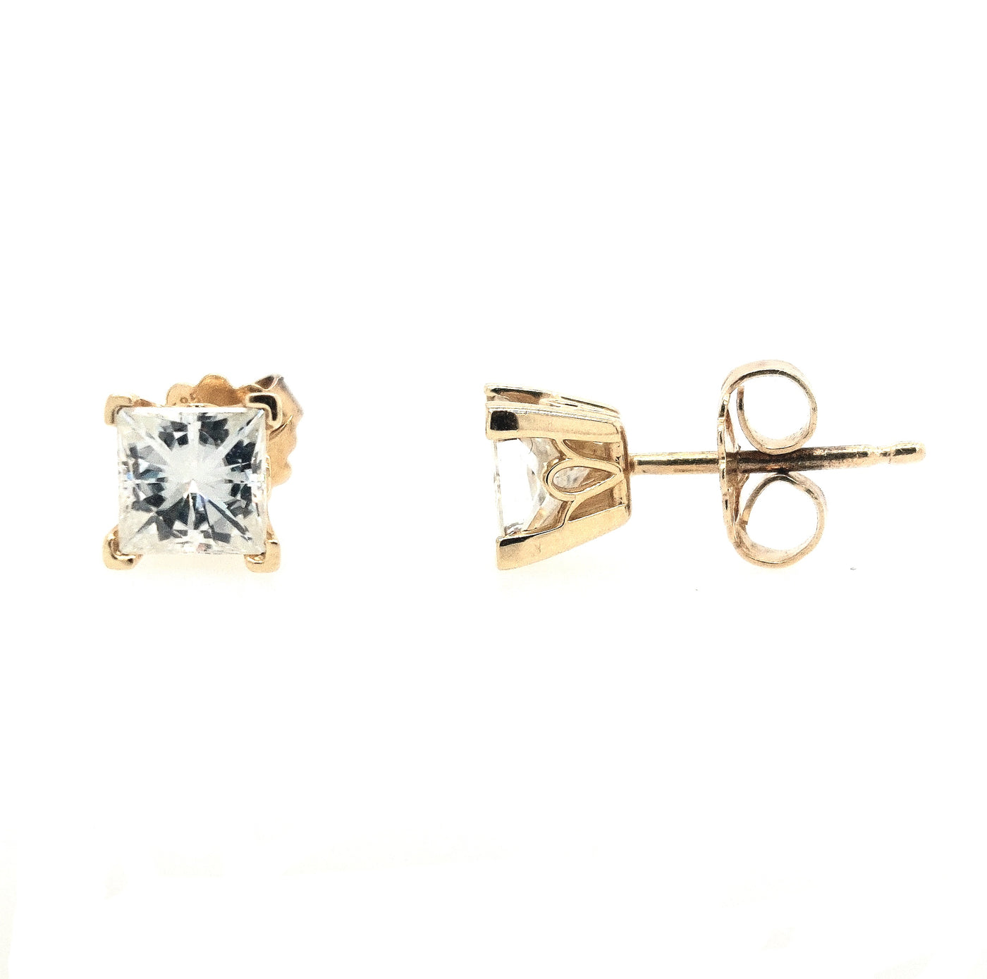 14KY Princess-Cut Moissanite Earring Pair