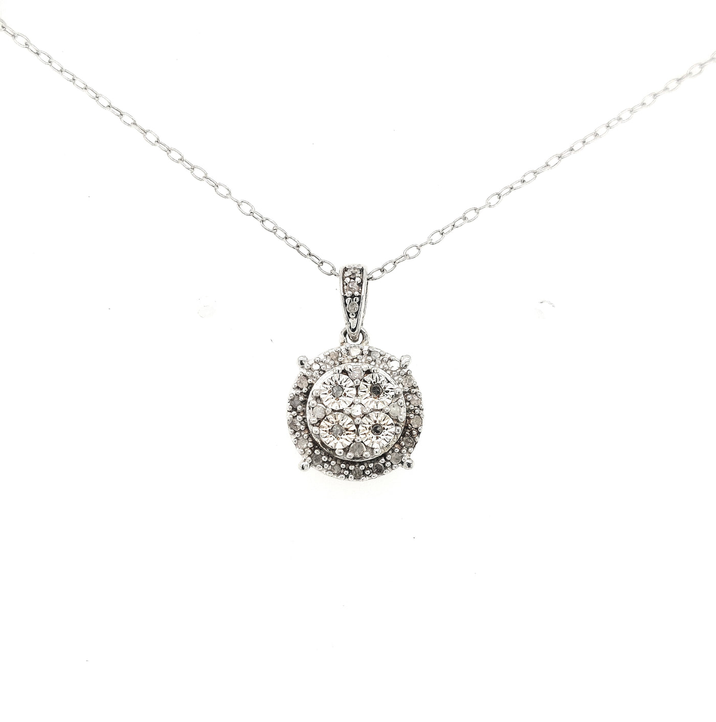 SS Round Diamond Cluster Pendant