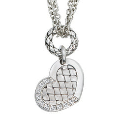 Sterling Silver Heart Pendant with Double Chain .10ct Diamonds