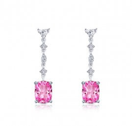 6.84ctTW Fancy Lab-Grown Sapphire Dangle Earrings SS