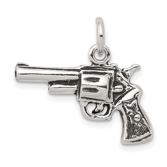 Sterling Silver Antiqued Pistol Charm
