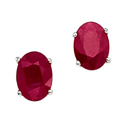 14K White Gold Ruby Stud Earrings