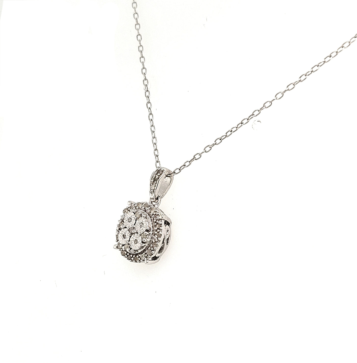 SS Round Diamond Cluster Pendant