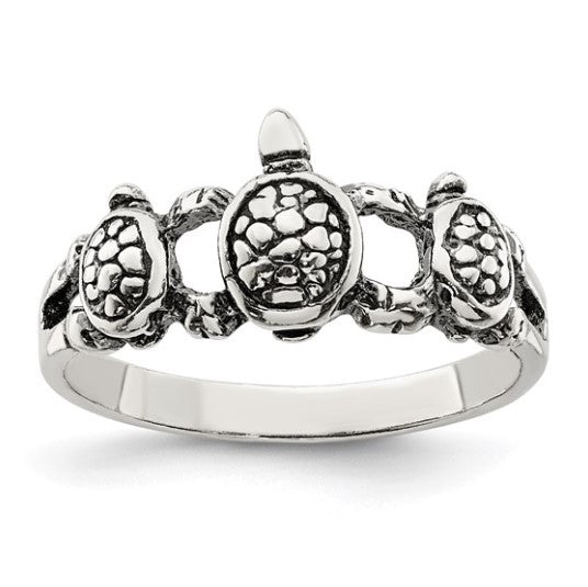 Sterling Silver Antiqued Turtle Ring