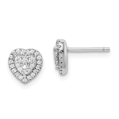 Sterling Silver Pave Cubic Zirconia Heart Earring Pair