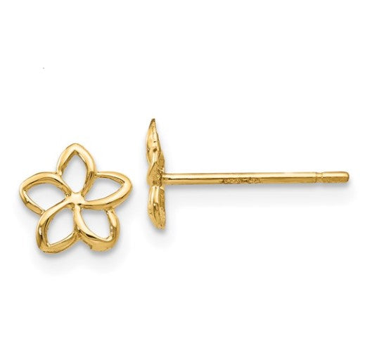 14k Plumeria Post Earrings