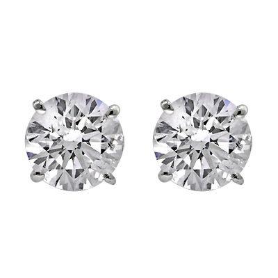 14K White Gold 1.08ctTWDiamond Stud Earring Pair