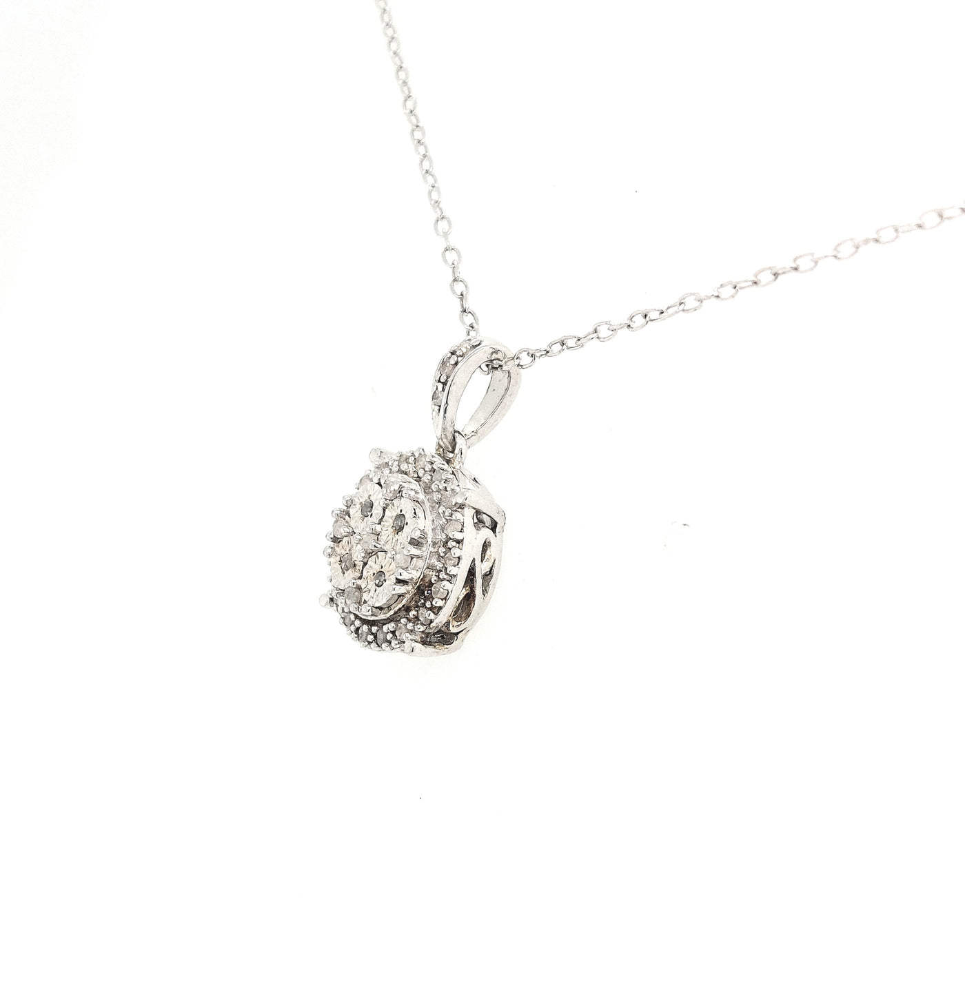 SS Round Diamond Cluster Pendant