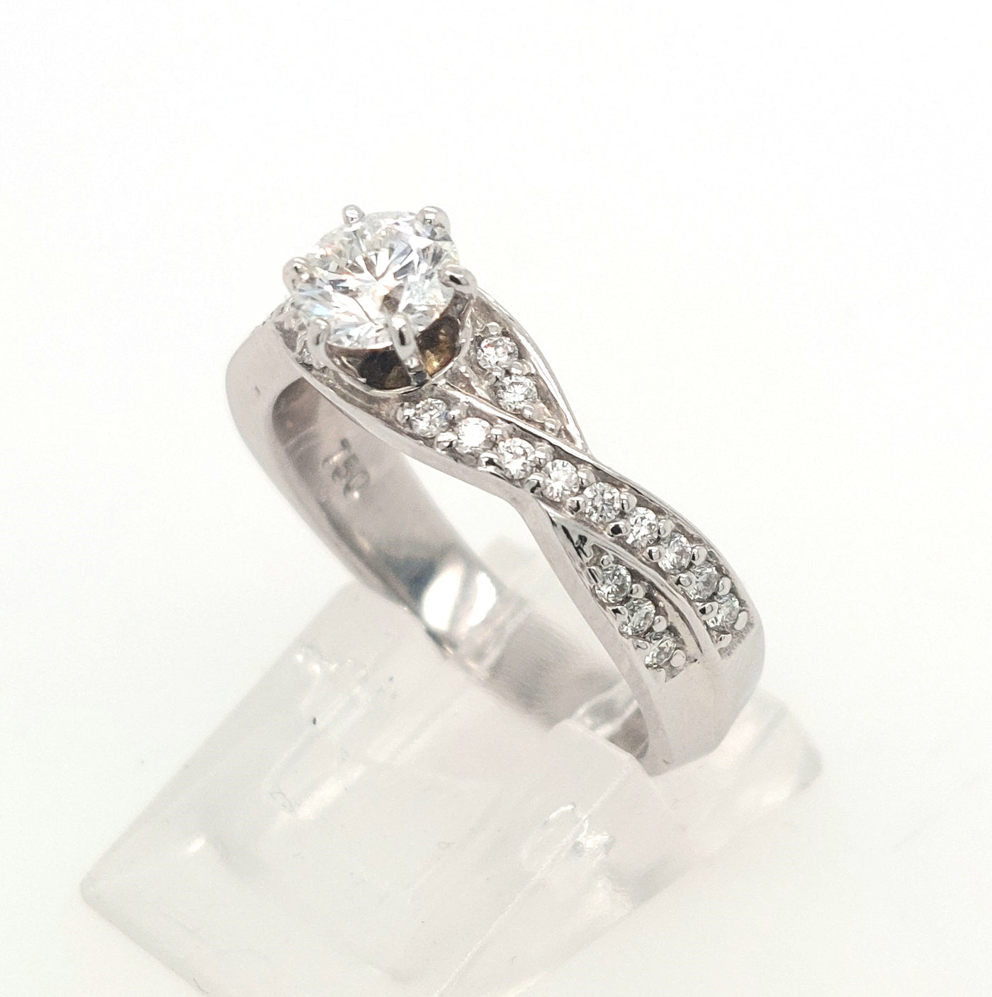 18K White-gold Diamond Engagement Ring, RBC .76ctTW G-I/SI w/GIA Rpt