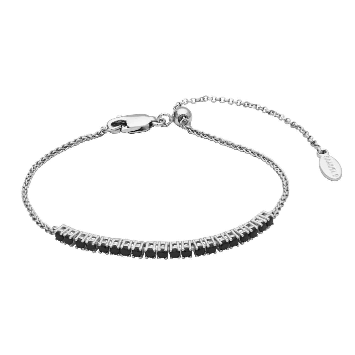 Sterling Silver Black Spinel 2mm Adjustable "Dazzle"  Bracelet