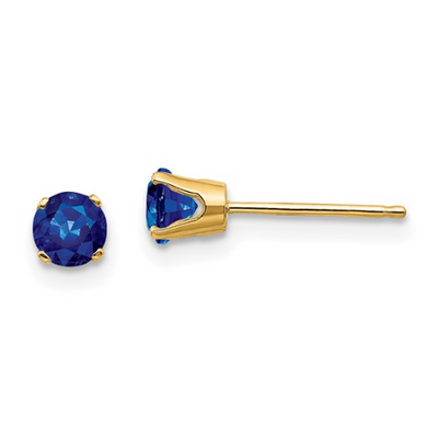 14KY 4mm Round Sapphire Studs