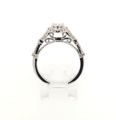 14K White Gold 0.75ctTW Round Halo-Style Diamond Engagement Ring Size:7 Gram Weight:3.6g