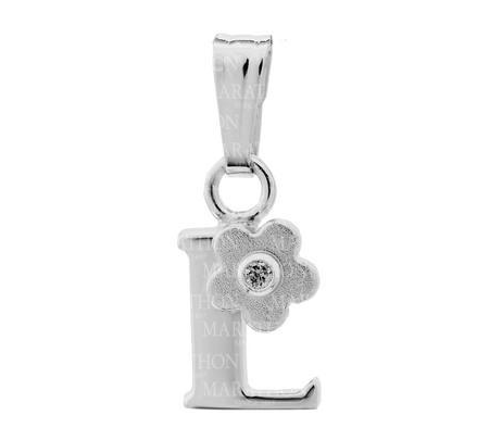 SS Inital Diamond Flower "L" Necklace with a 15in chain