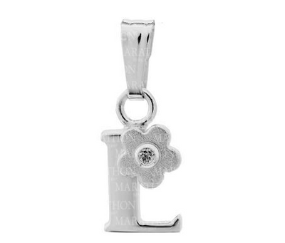 SS Inital Diamond Flower "L" Necklace with a 15in chain