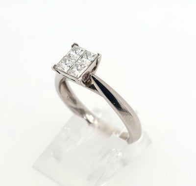 14K White Gold .60ctTW Princess-Cut Invisible-Set Diamond Engagement Ring