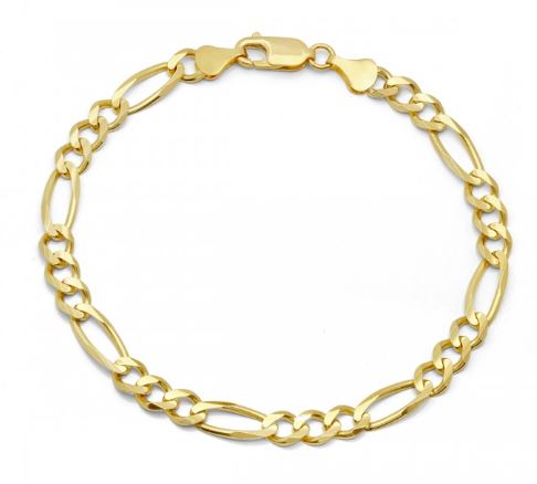 14K Yellow Gold 6.5mm Figaro Link Bracelet 7.5in