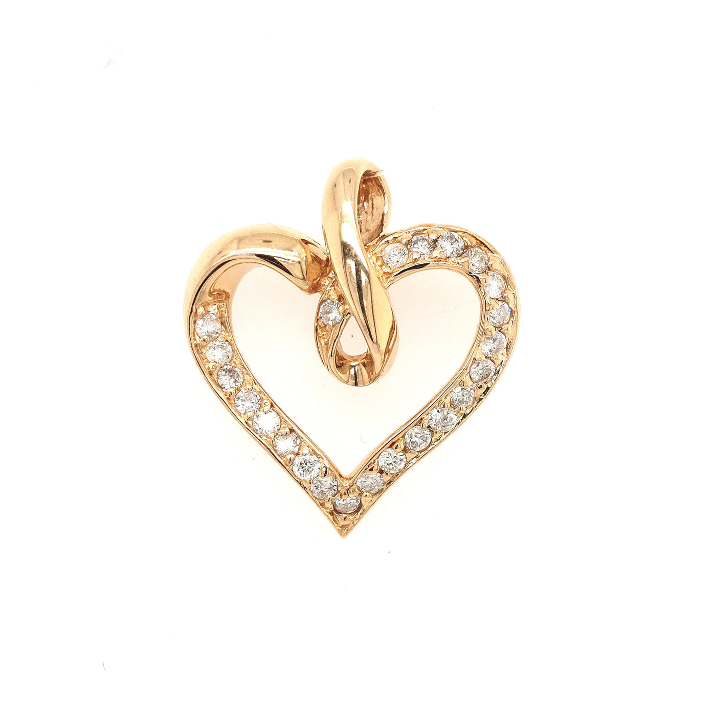 14KY RBC Diamond Heart Pendant 0.40ctTW