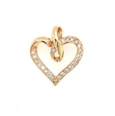 14KY RBC Diamond Heart Pendant 0.40ctTW