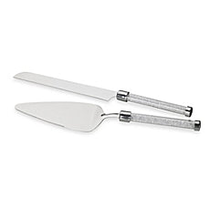 Elegant Cake Serving Knife Set with Crystalline Stems