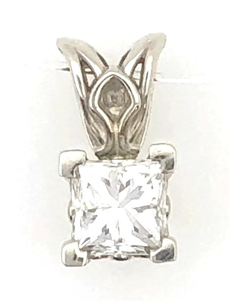 14KW Solitaire Princess-Cut Diamond Pendant 0.29ct