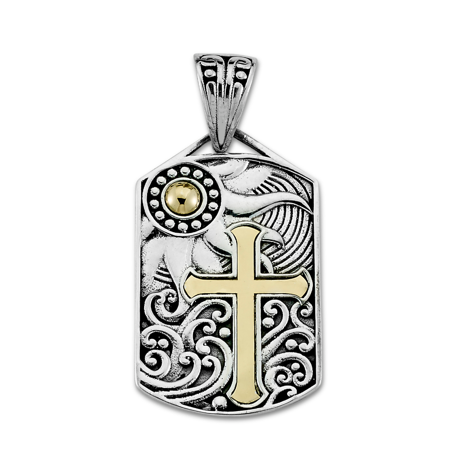SS/18K Dog Tag "Solstice CroSS Pendant"