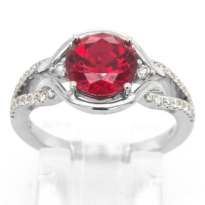 14KW Chatham Lab-Grown Ruby Ring