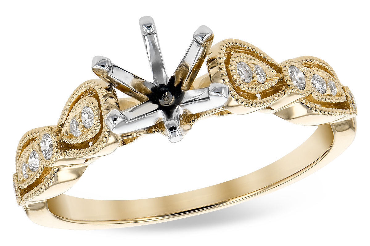 14K Yellow Gold Filigree Diamond Semi-Mount Engagement Ring