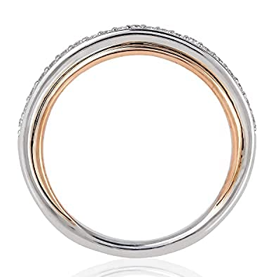 14K White and Rose Gold Diamond Wedding Band