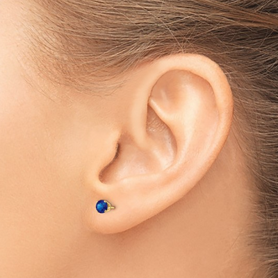 14KY 4mm Round Sapphire Studs