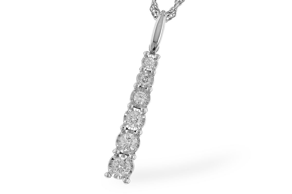 14K White Gold 0.25ctTW Graduated Diamond Necklace (18 inches)
