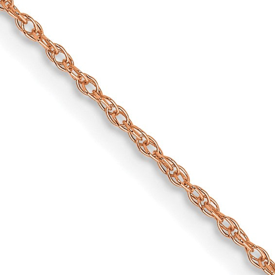 14K Rose Gold 20 inch Carded .7mm Cable Rope with Spring Ring Clasp Chain